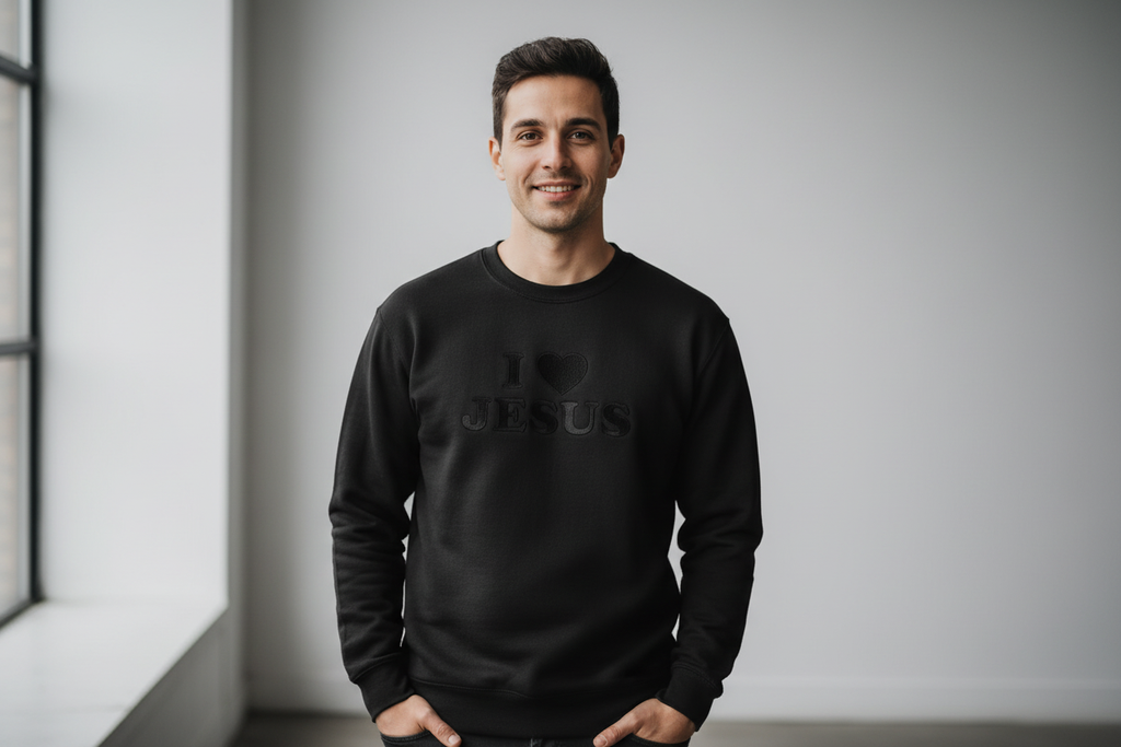 Sudadero Bordado I Love Jesus | Embroidered Christian Sweatshirt