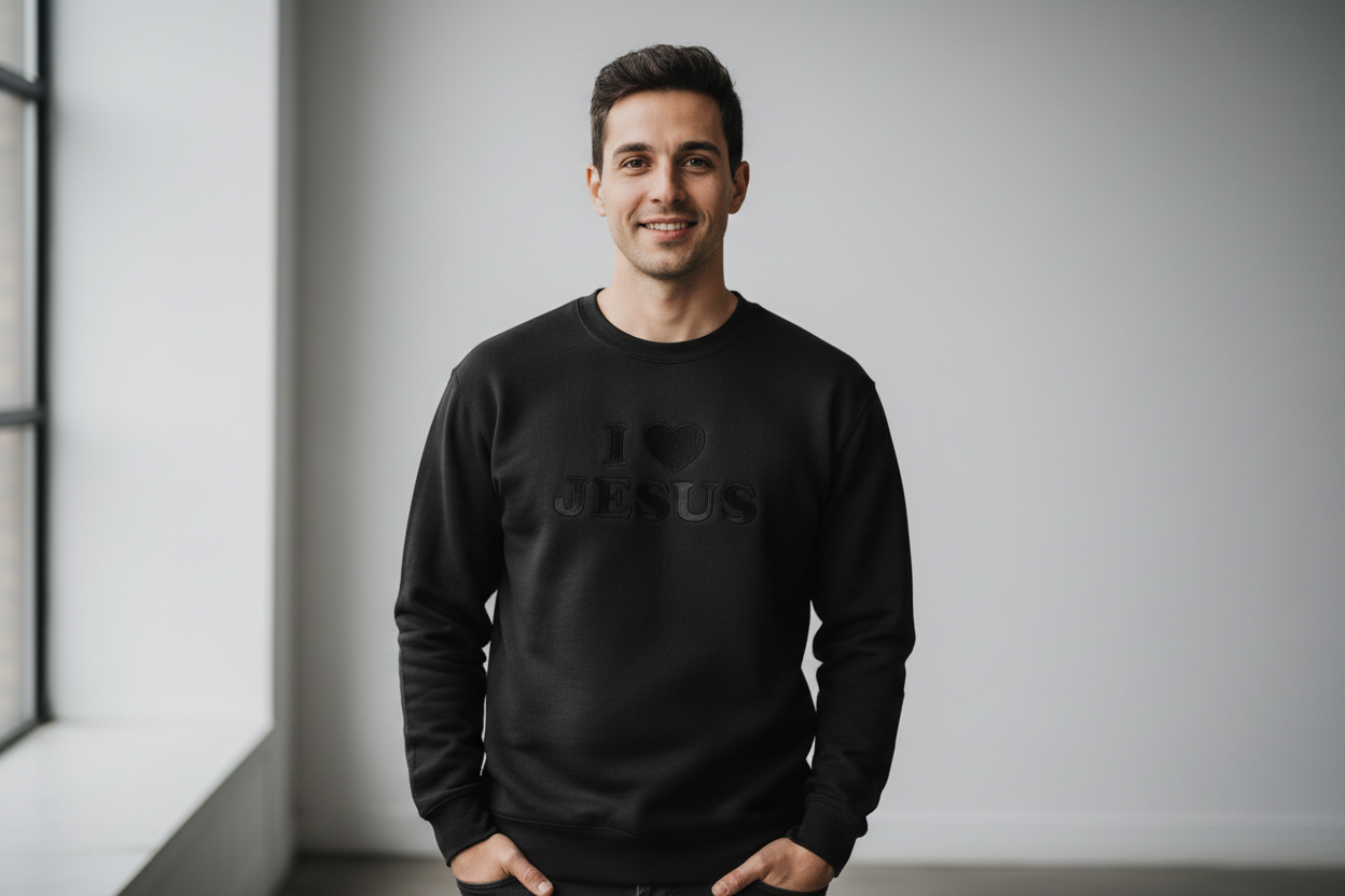 Sudadero Bordado I Love Jesus | Embroidered Christian Sweatshirt