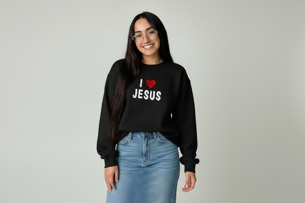 Sudadero bordado negro I Love Jesus