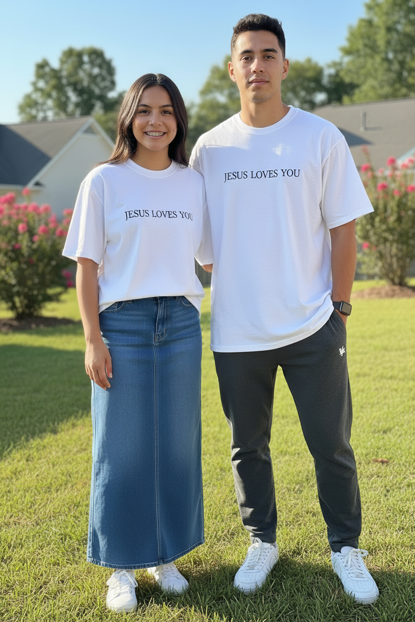 Jesus Loves You - Camiseta blanca letras negras