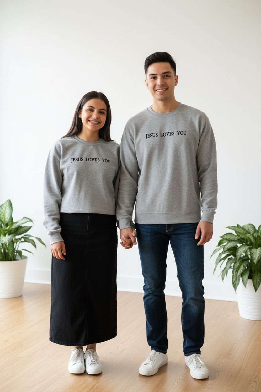Jesus Loves You - Sudadera gris letras negras