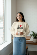 Mujer con sudadera I Love Jesus ivory