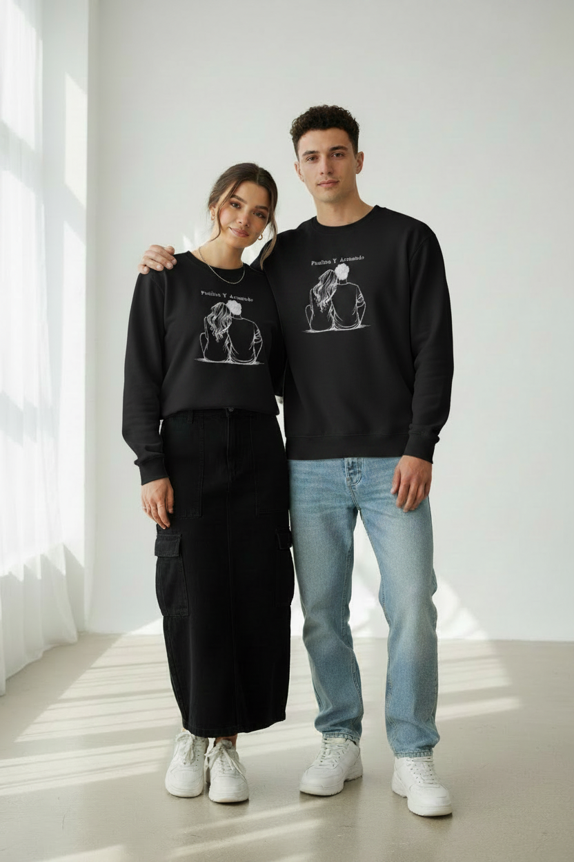 Sudadera negra con bordado blanco